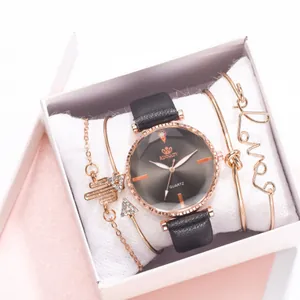 Élégante Montre à Quartz pour Femme avec Bracelet Cadran Rayon de Soleil Bracelet en Similicuir Boîtier en Alliage Accents de Strass Bijoux de Mode Cadeau