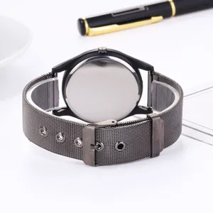 Business men's mesh strap watch with stainless steel back and stylish minimalist design