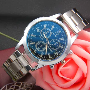Men Business Quartz Watch Fashion Casual Alloy Link Strap Chronograph Look Round Dial Wrist Watch Professional Style For Office