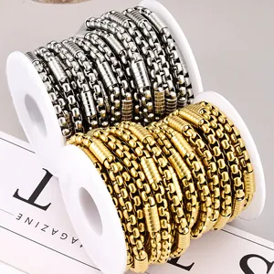 Roll of 5mm gold and silver stainless steel cylinder bead chains for DIY jewelry making