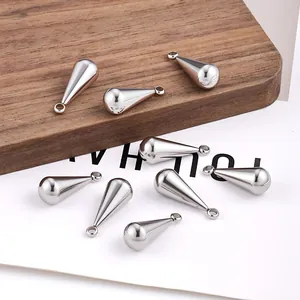 Polished silver stainless steel waterdrop pendants for DIY earring jewelry making