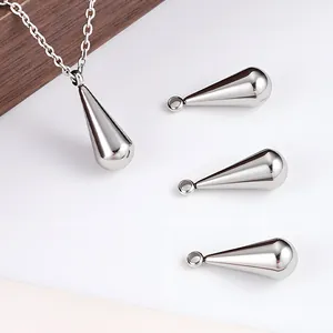 Polished Stainless Steel Long Teardrop Pendant Accessory For DIY Jewelry Making Water Drop Charm For Handmade Earrings Necklaces