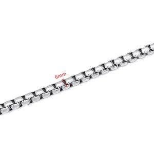 Detailansicht der 6mm Breitenangabe für die Box-Kette aus hochwertigem Edelstahl