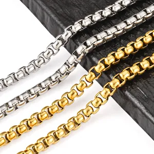 6mm Edelstahl Box-Kette Für DIY Schmuckherstellung 18K Vergoldet Vakuumgalvanisiert Halsketten Zubehör