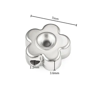 7mm silver flower bead made of 18K gold plated stainless steel for jewelry making
