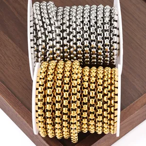 6mm Gold und Silber Edelstahl Box-Ketten auf Spulen für DIY Schmuckherstellung