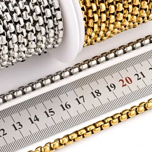 6 mm Edelstahl-Boxkette in Gold und Silber auf einer Spule für DIY-Schmuckherstellung