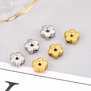 18K gold plated stainless steel flower spacer beads for DIY jewelry making sets