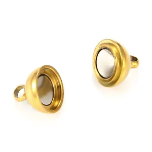 Coppia di chiusure magnetiche semicircolari dorate per collane e bracciali fai-da-te