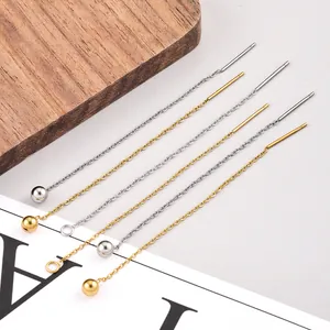 Componenti per Orecchini a Filo in Acciaio Inossidabile Placcato Oro 18K Sottovuoto Catena Fine Nappa Sfera Rotonda Materiale Fai da Te Donna