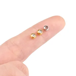 Gold and silver stainless steel slider beads with silicone inserts for DIY jewelry making