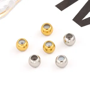 Gold and silver stainless steel slider beads with silicone inserts for DIY jewelry making