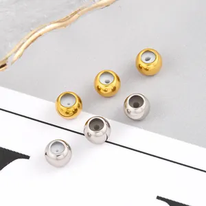 Stainless Steel Silicone Slider Positioning Beads For DIY Jewelry Making Gold Silver Plated Round Adjustable Polish Accessory