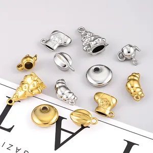 Polished silver and gold S925 charms including Christmas trees and teapots for DIY jewelry