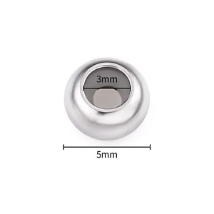 Perla scorrevole in acciaio lucido 5mm con foro da 3mm per creazione gioielli fai da te