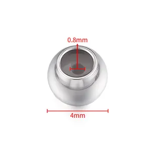 Polished stainless steel 4mm positioning bead with 0.8mm hole for DIY jewelry making