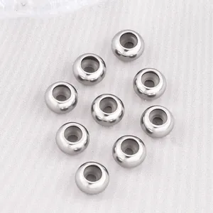 Perline Stopper Regolabili in Acciaio Inossidabile Con Anima in Silicone Perline di Posizionamento Rotonde per Creazione Gioielli Fai da Te Collana Bracciale