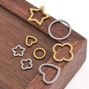 DIY beaded jewelry connectors in gold and silver finish with clover and heart shapes