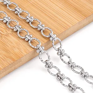 Stainless Steel Oval Hammered Star Bar Link Chain For DIY Jewelry Making Necklace Bracelet Handcrafted Accessory Steel Color