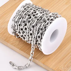Chaîne en acier inoxydable argenté sur bobine pour création de bijoux DIY et loisirs