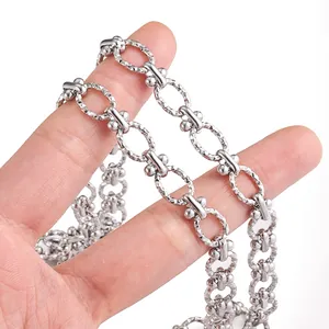 Handheld silver stainless steel starry oval chain link for DIY jewelry necklaces