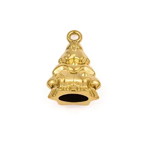 Polished gold stainless steel Christmas tree pendant charm for DIY jewelry making