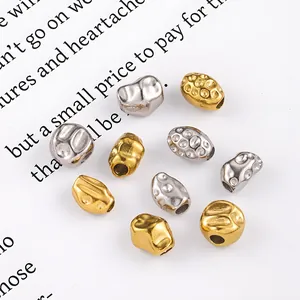 Baroque irregular textured spacer beads in gold and silver for DIY jewelry making