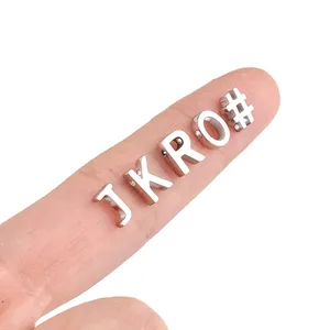 Perles alphabet 3D polies J K R O en acier inoxydable pour création de bijoux DIY