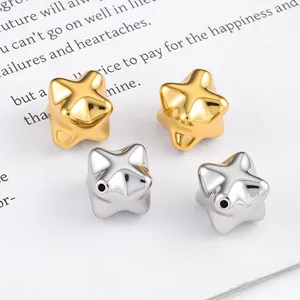 Breloques étoiles 3D en acier poli or et argent pour création de bijoux DIY