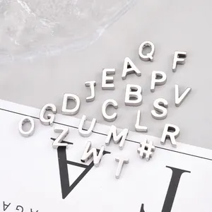 Perles alphabet A-Z en acier inoxydable poli 3D pour la création de bijoux DIY