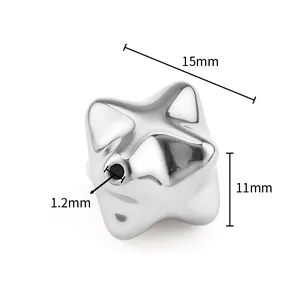 Perle en acier inoxydable poli en forme d'étoile à quatre branches, taille 15x11mm