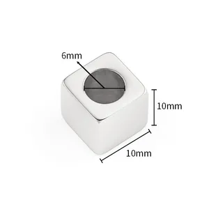 Polished stainless steel 10mm cube bead with 6mm hole for DIY jewelry making