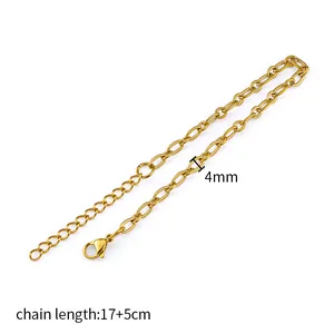 Bracelet gourmette en acier inoxydable doré avec maillons gravés et fermoir homard