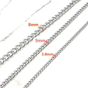 Maillons de chaîne gourmette en acier inoxydable pour bijoux DIY en 8mm, 5mm et 3,8mm