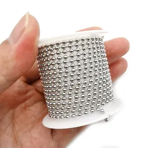 Roll of polished stainless steel ball bead chain for DIY jewelry making and necklaces