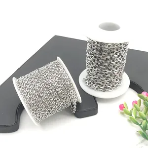 Silver stainless steel cross chain on spools for DIY jewelry making and necklaces