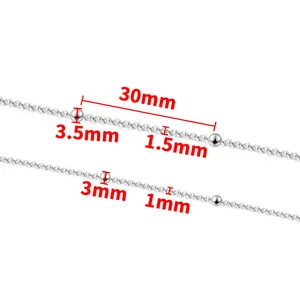 Silver stainless steel bead cross chains in two sizes for DIY necklace jewelry making