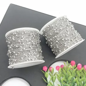 Two rolls of shiny stainless steel bead chains on reels for DIY jewelry making