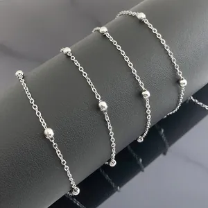 Stainless Steel Satellite Station Chain For DIY Jewelry Making Round Bead Chain For Necklace Bracelet Components Silver Tone