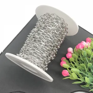 Rouleau de chaîne à maillons ovales en acier inoxydable poli pour création de bijoux DIY