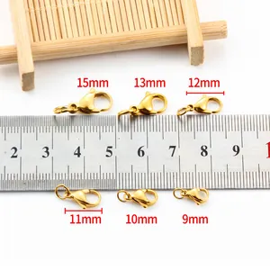 Fermoirs mousquetons en acier inoxydable doré de 9mm à 15mm pour la création de bijoux DIY