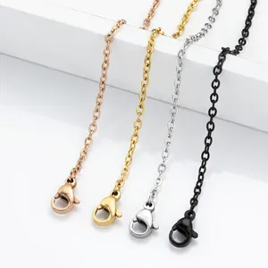 Collar de Cadena de Eslabones de Acero Inoxidable Minimalista para Hombres Mujeres DIY Joyería Oro Oro Rosa Plata Negro Cadena Básica