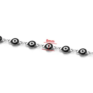 8mm zwarte boze oog kralenketting van roestvrij staal voor punk DIY kettingen