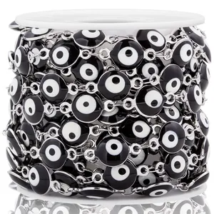 Roestvrijstalen punk evil eye ketting op witte spoel voor DIY kettingen en sieraden