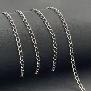 Stainless Steel Polished DIY Chain For Necklace Bracelet Jewelry Making Minimalist Splicing Fine Silver Chain Accessory
