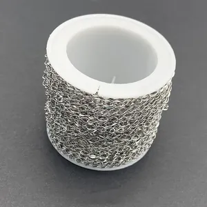 Polished stainless steel chain spool for DIY jewelry making and fashion necklaces