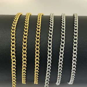 Stainless Steel Curb Chain For DIY Jewelry Making Gold Silver Vacuum Plating Cuban Link Chain Necklace Bracelet Accessories