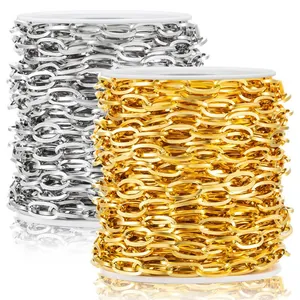 Stainless Steel Paperclip Chain Oval Links For DIY Jewelry Making Necklace Bracelet Accessory Gold Silver Plated Square Wire