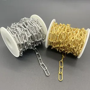 Stainless Steel Paperclip Chain For DIY Jewelry Making Oval Rectangular Link Chains Necklace Bracelet Material Accessory