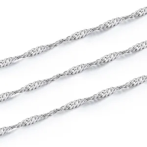 Elegante catena ad onde d'acqua in acciaio inossidabile lucido per collane minimaliste DIY